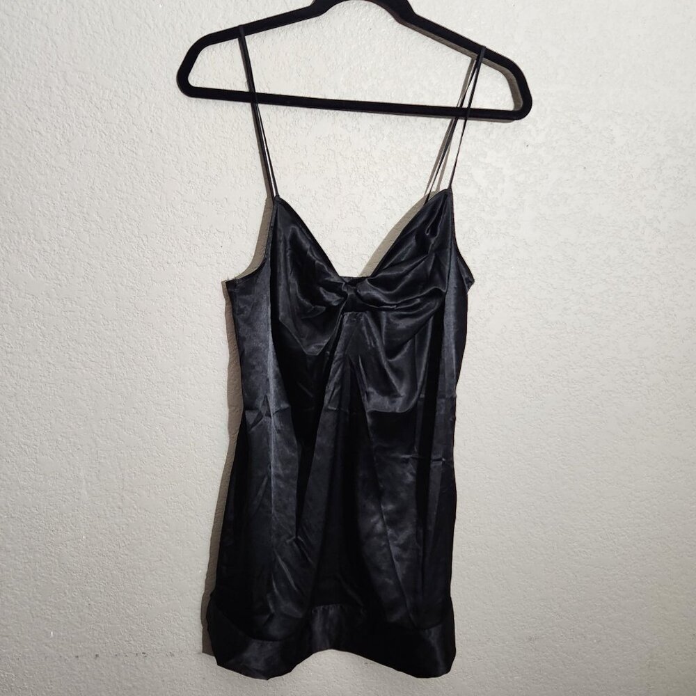 Victorias Secret Slip Dress Nightgown Black Satin Bow Medium